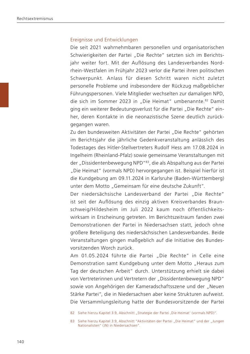 Seite 141 des Verfassungsschutzbericht 2024 Niedersachsen
