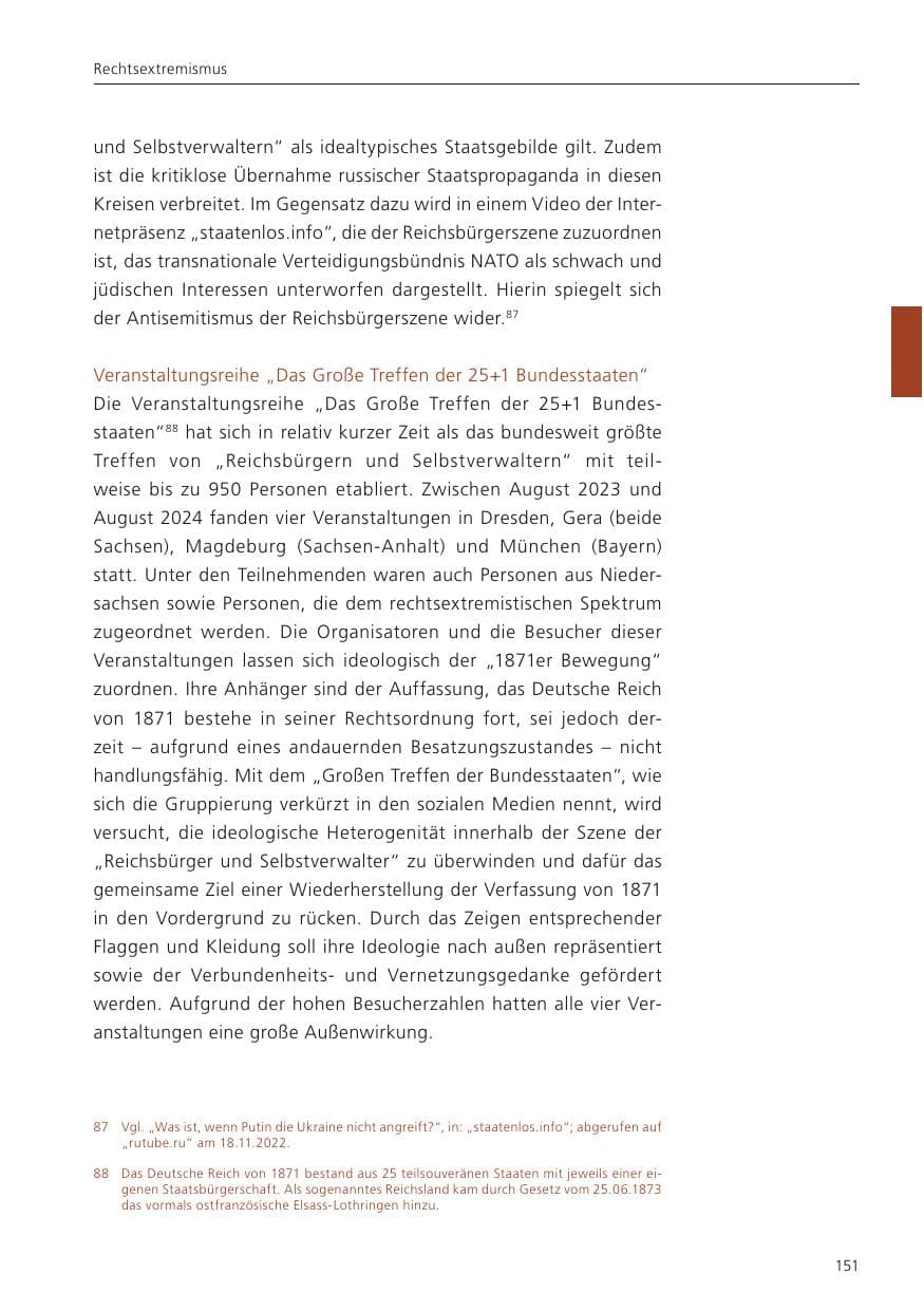 Seite 152 des Verfassungsschutzbericht 2024 Niedersachsen