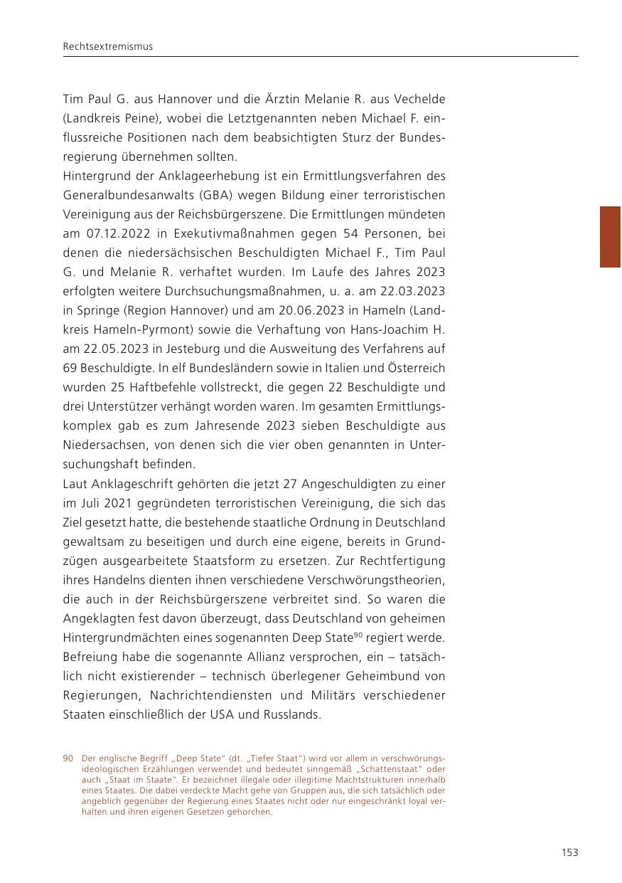 Seite 154 des Verfassungsschutzbericht 2024 Niedersachsen
