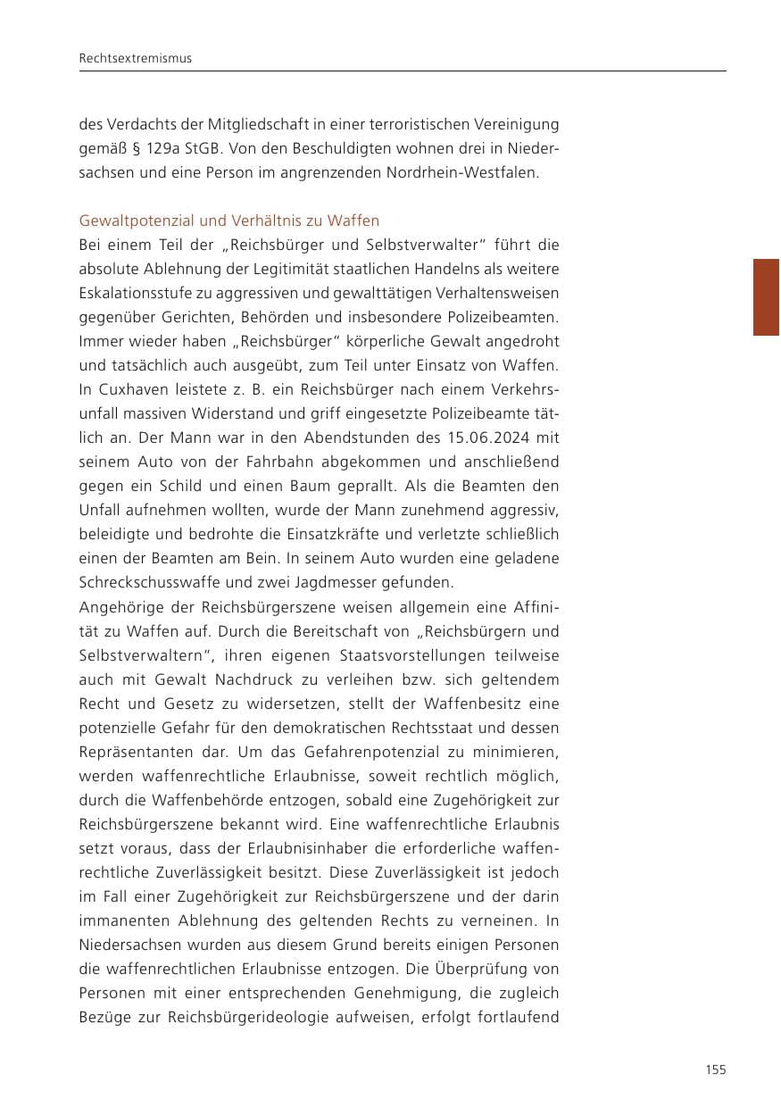 Seite 156 des Verfassungsschutzbericht 2024 Niedersachsen