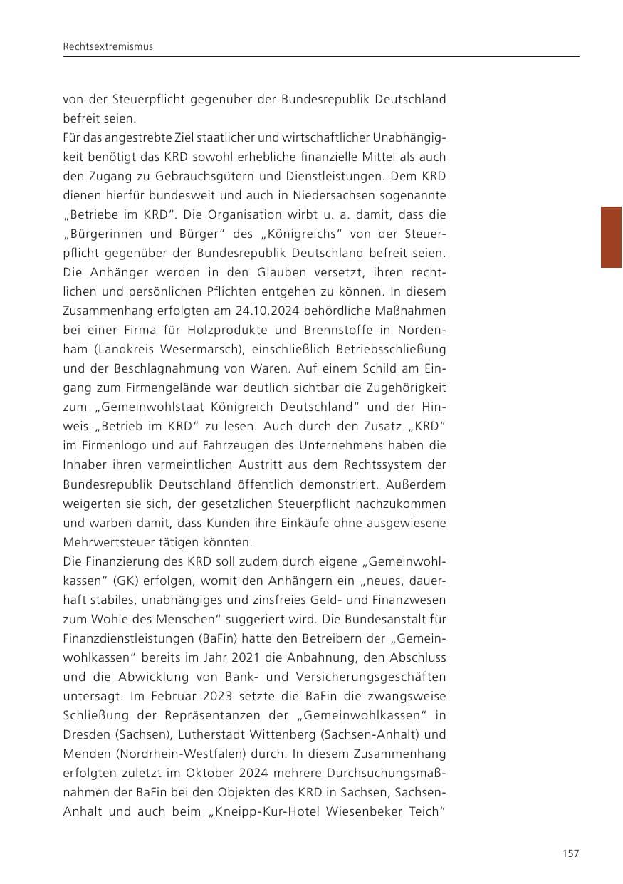 Seite 158 des Verfassungsschutzbericht 2024 Niedersachsen