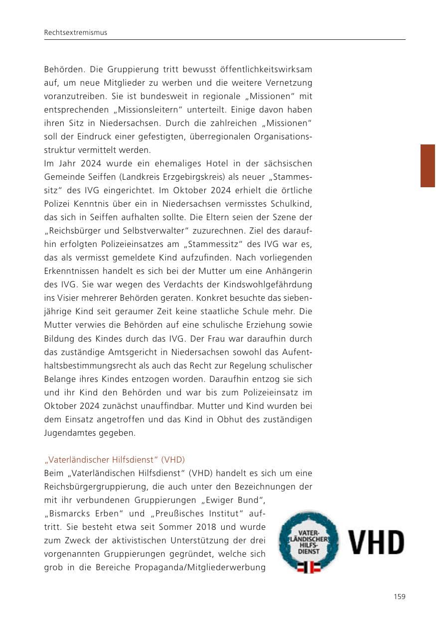 Seite 160 des Verfassungsschutzbericht 2024 Niedersachsen
