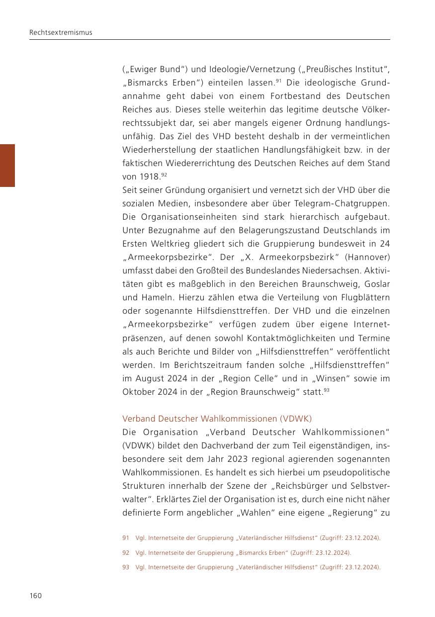Seite 161 des Verfassungsschutzbericht 2024 Niedersachsen
