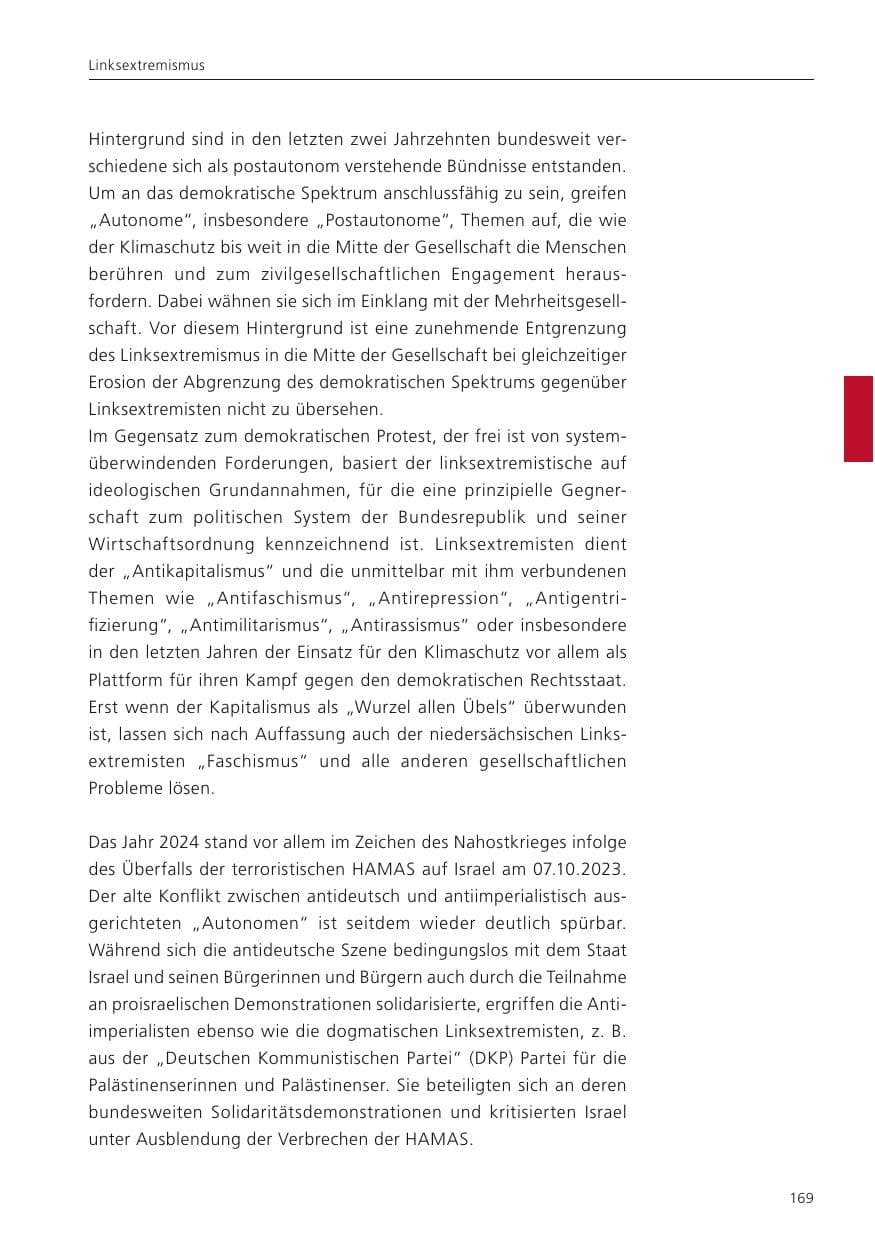 Seite 170 des Verfassungsschutzbericht 2024 Niedersachsen