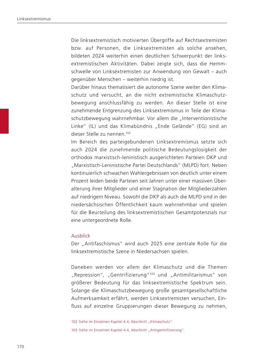 Seite 171 des Verfassungsschutzbericht 2024 Niedersachsen