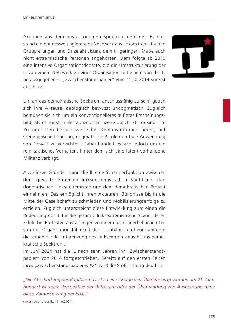Seite 176 des Verfassungsschutzbericht 2024 Niedersachsen