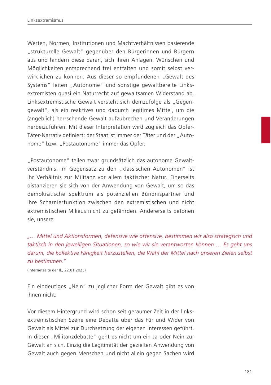 Seite 182 des Verfassungsschutzbericht 2024 Niedersachsen