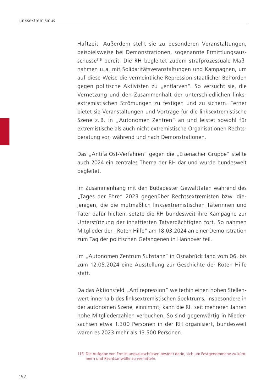 Seite 193 des Verfassungsschutzbericht 2024 Niedersachsen