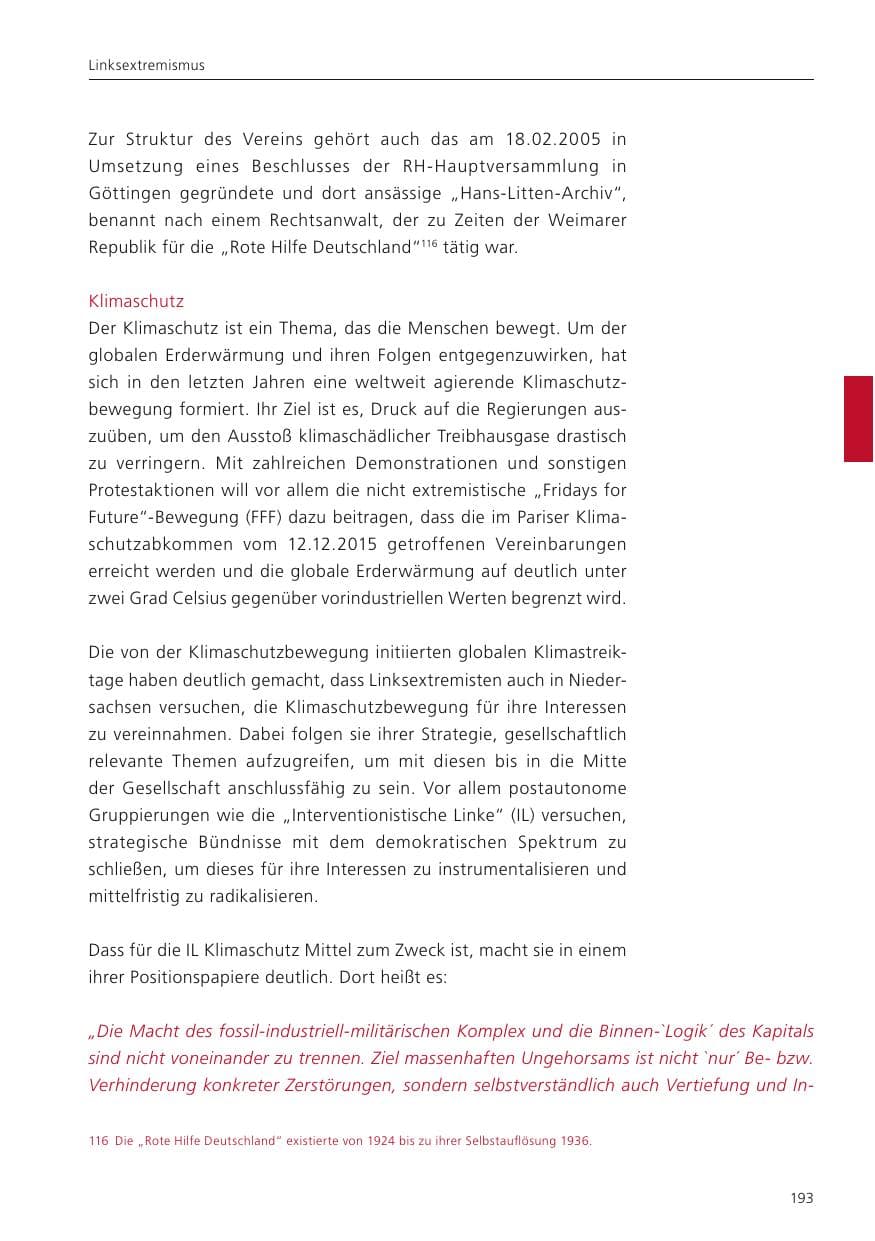 Seite 194 des Verfassungsschutzbericht 2024 Niedersachsen