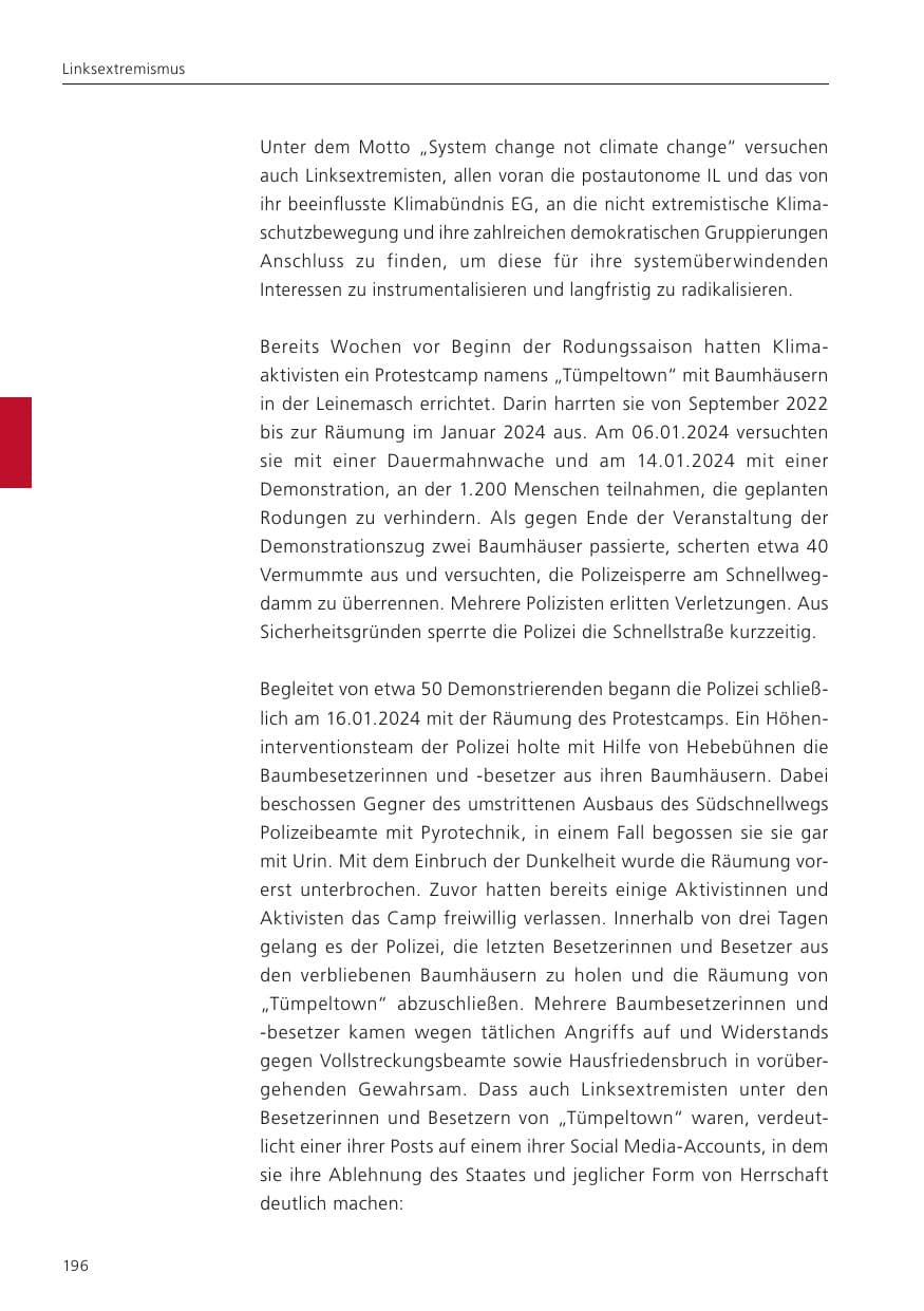 Seite 197 des Verfassungsschutzbericht 2024 Niedersachsen