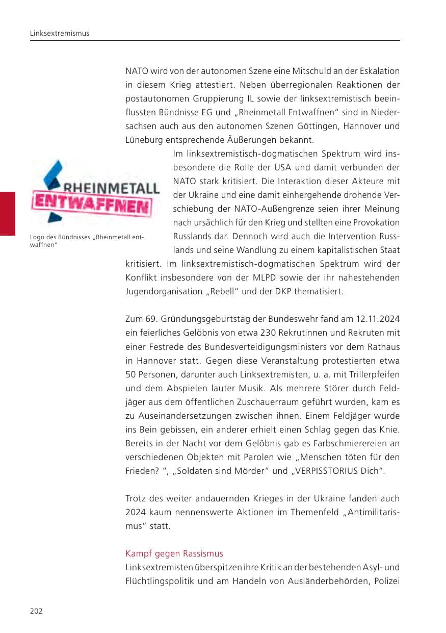 Seite 203 des Verfassungsschutzbericht 2024 Niedersachsen