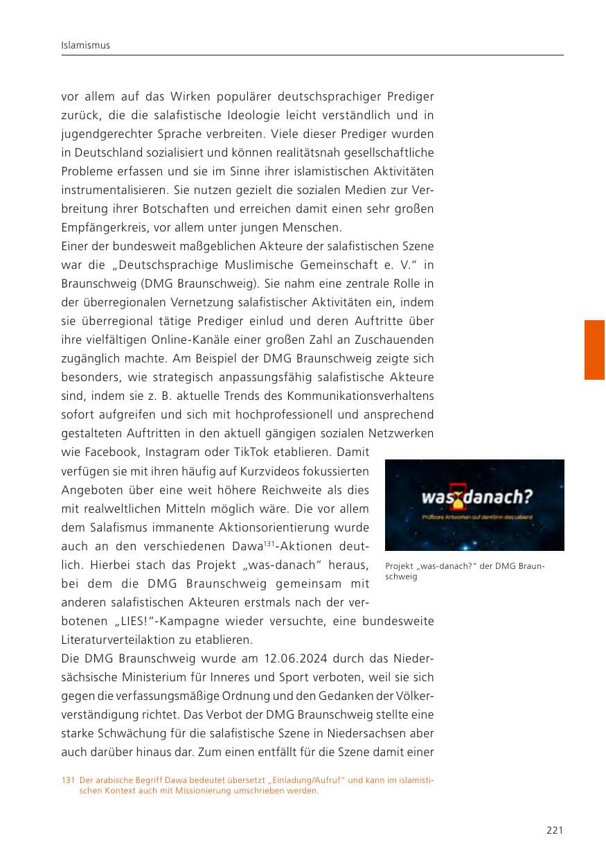 Seite 222 des Verfassungsschutzbericht 2024 Niedersachsen