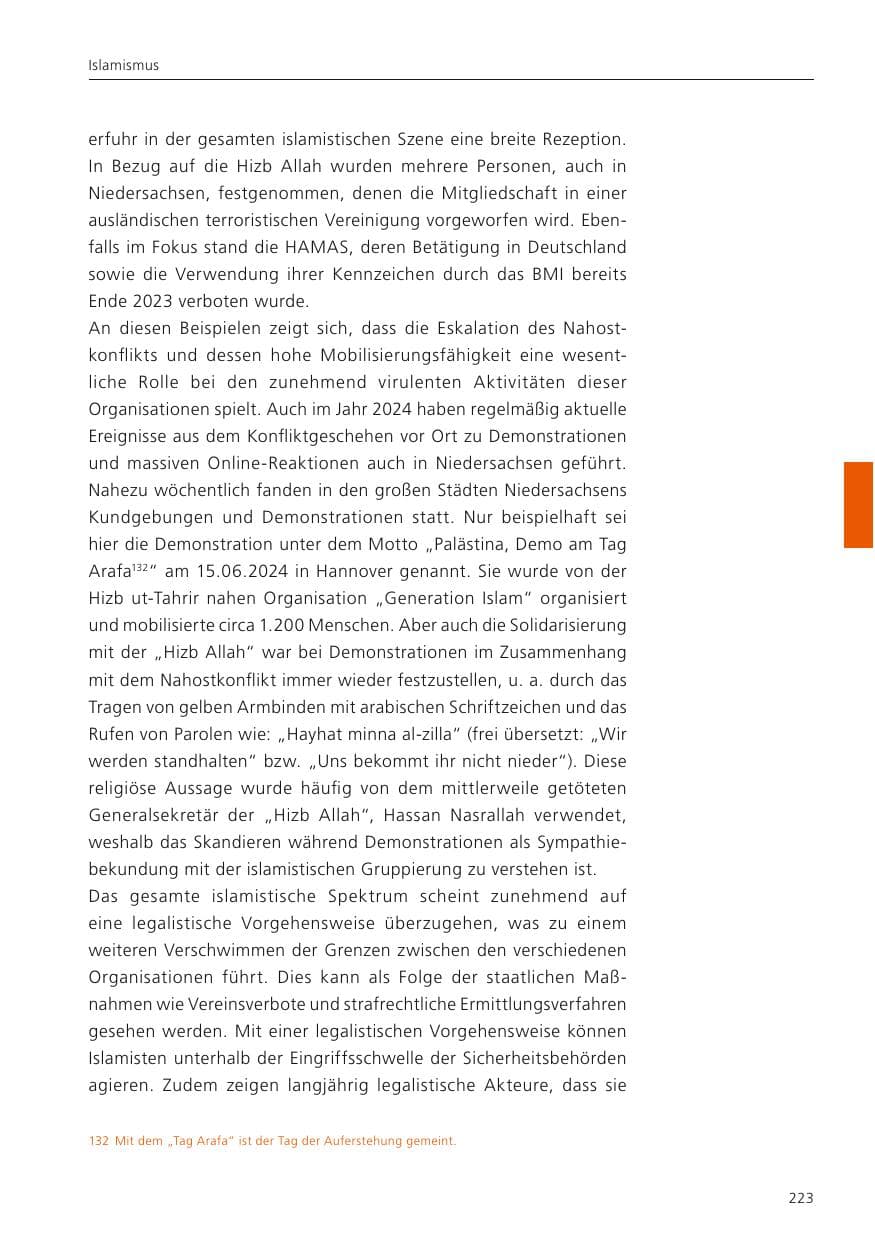 Seite 224 des Verfassungsschutzbericht 2024 Niedersachsen