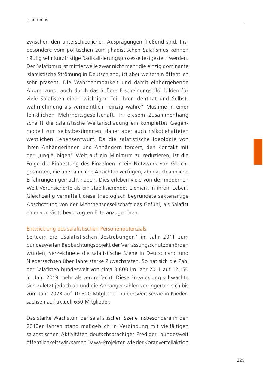Seite 230 des Verfassungsschutzbericht 2024 Niedersachsen