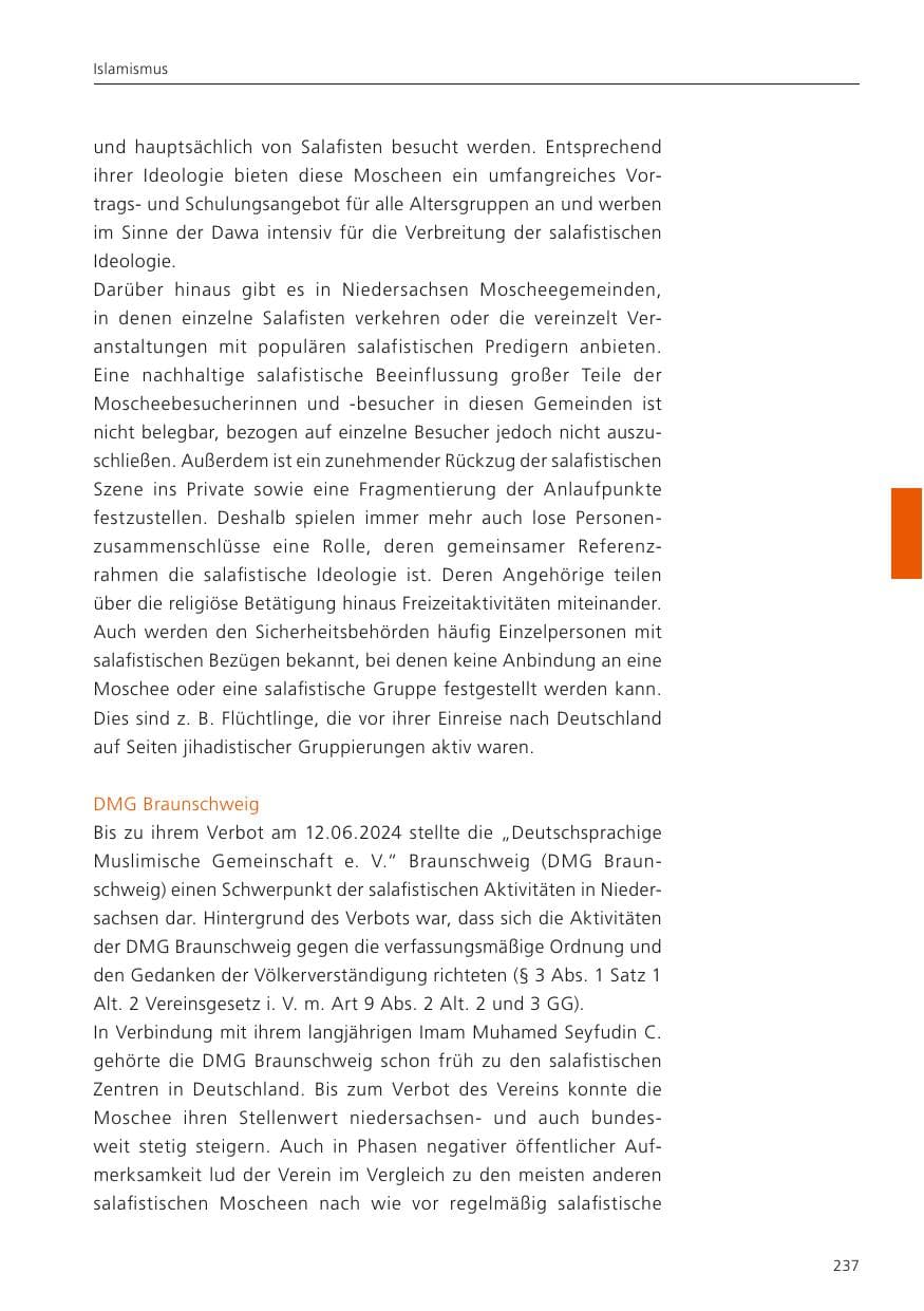 Seite 238 des Verfassungsschutzbericht 2024 Niedersachsen