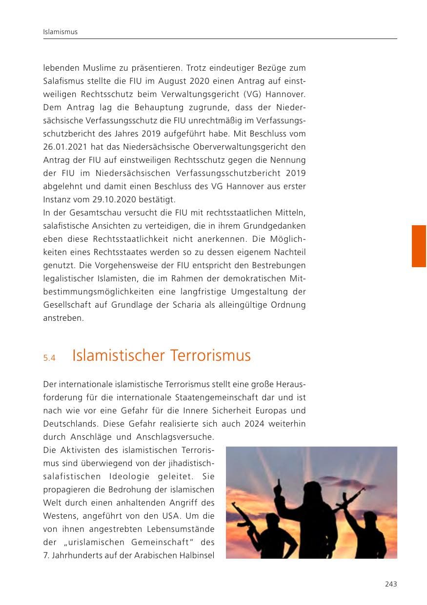 Seite 244 des Verfassungsschutzbericht 2024 Niedersachsen