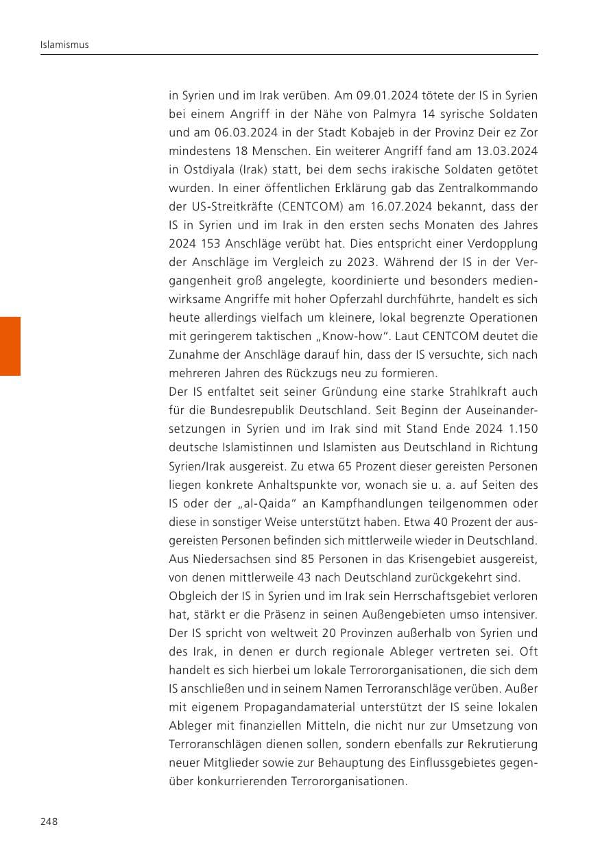 Seite 249 des Verfassungsschutzbericht 2024 Niedersachsen