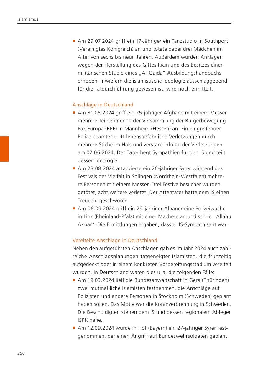 Seite 257 des Verfassungsschutzbericht 2024 Niedersachsen