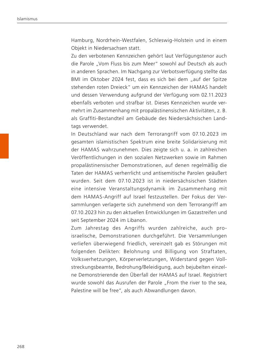 Seite 269 des Verfassungsschutzbericht 2024 Niedersachsen