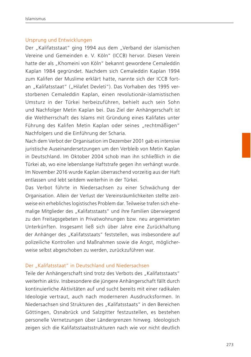 Seite 274 des Verfassungsschutzbericht 2024 Niedersachsen