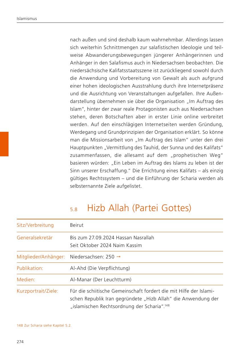 Seite 275 des Verfassungsschutzbericht 2024 Niedersachsen