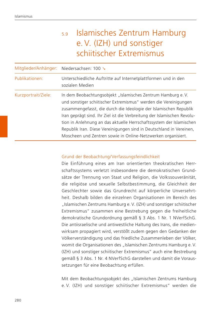 Seite 281 des Verfassungsschutzbericht 2024 Niedersachsen