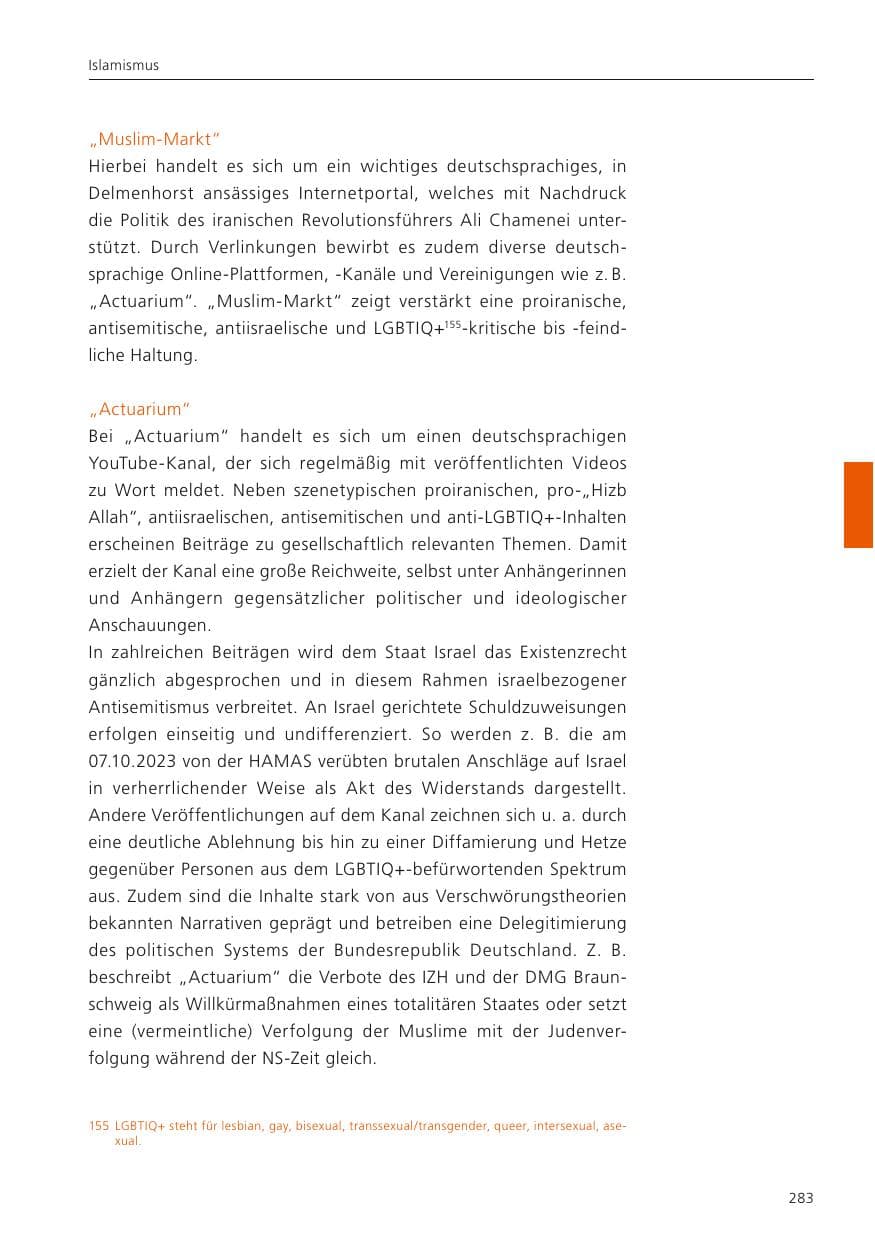 Seite 284 des Verfassungsschutzbericht 2024 Niedersachsen