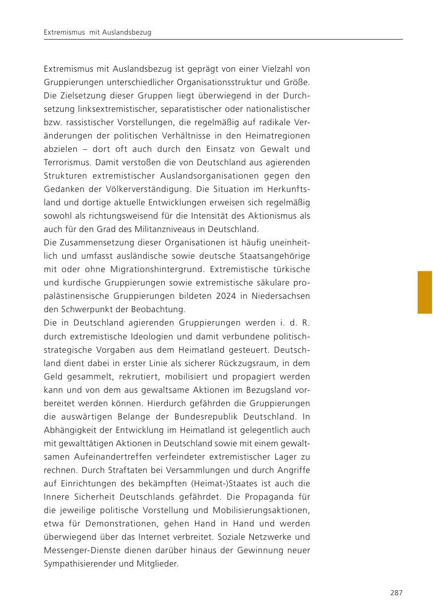 Seite 288 des Verfassungsschutzbericht 2024 Niedersachsen