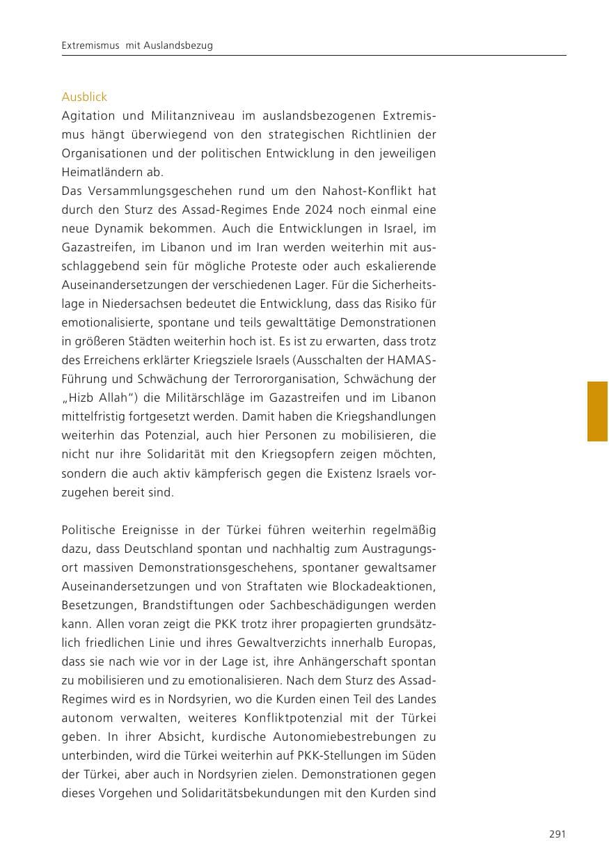 Seite 292 des Verfassungsschutzbericht 2024 Niedersachsen