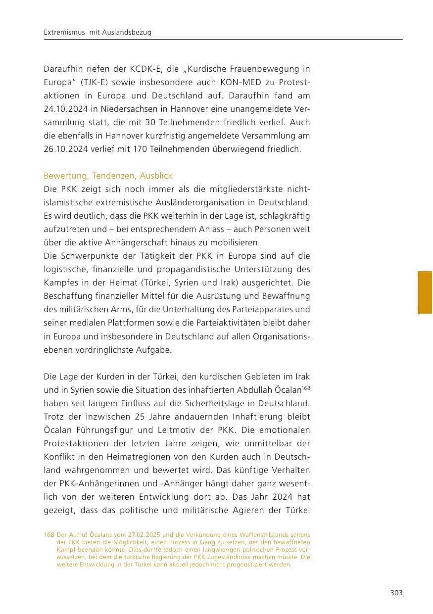 Seite 304 des Verfassungsschutzbericht 2024 Niedersachsen