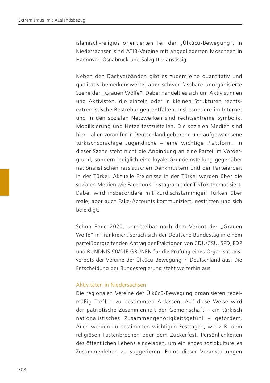 Seite 309 des Verfassungsschutzbericht 2024 Niedersachsen