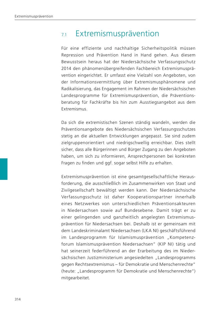 Seite 315 des Verfassungsschutzbericht 2024 Niedersachsen
