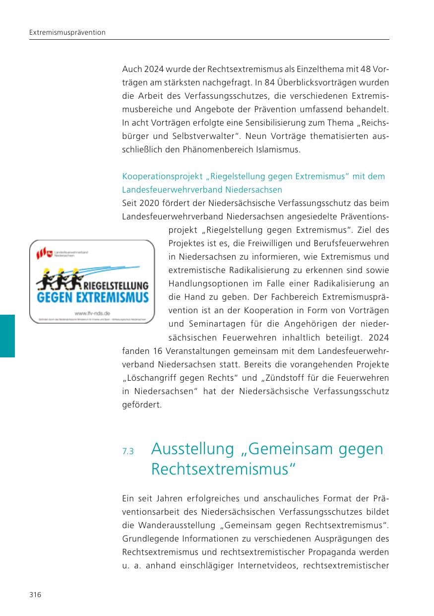 Seite 317 des Verfassungsschutzbericht 2024 Niedersachsen