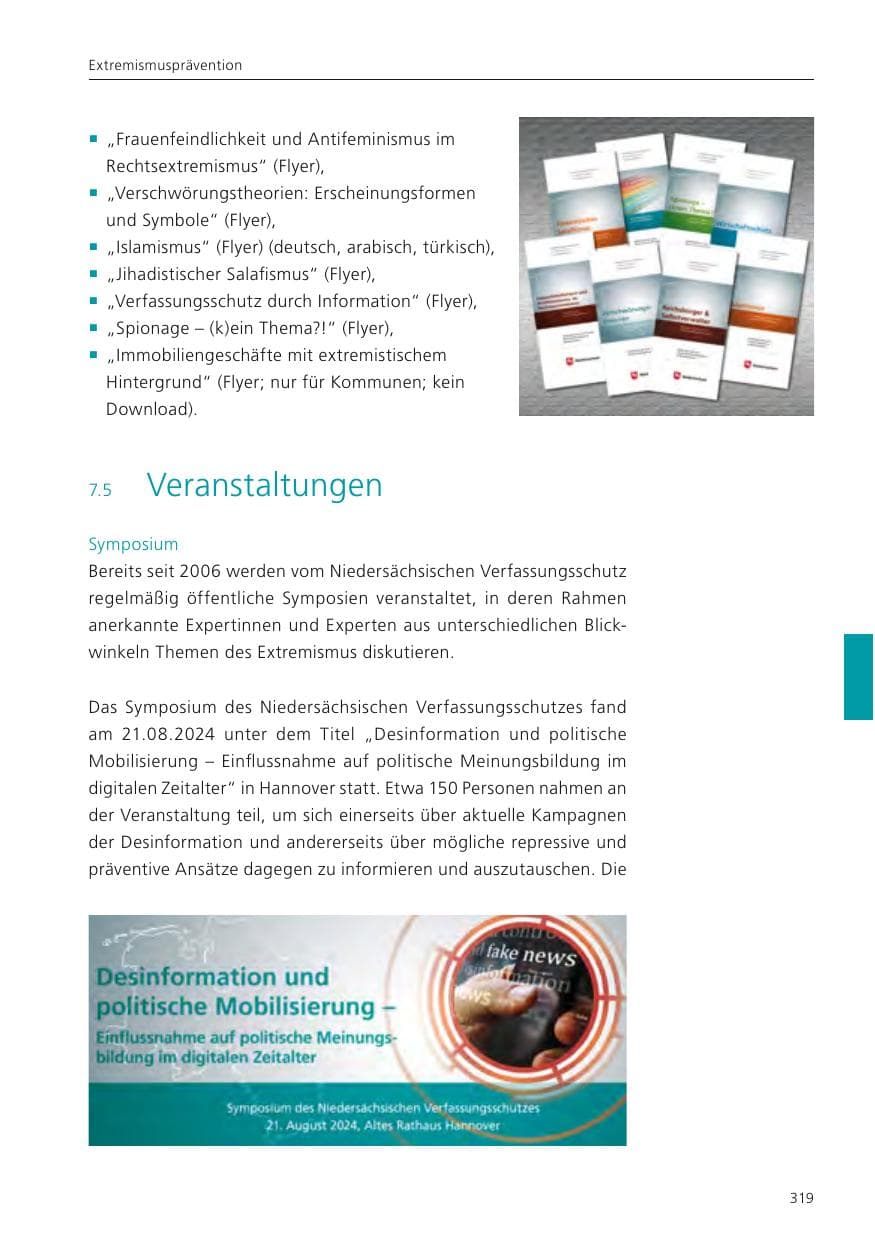 Seite 320 des Verfassungsschutzbericht 2024 Niedersachsen