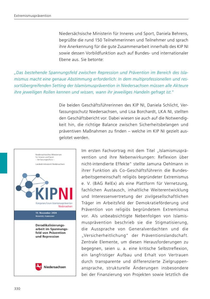 Seite 331 des Verfassungsschutzbericht 2024 Niedersachsen