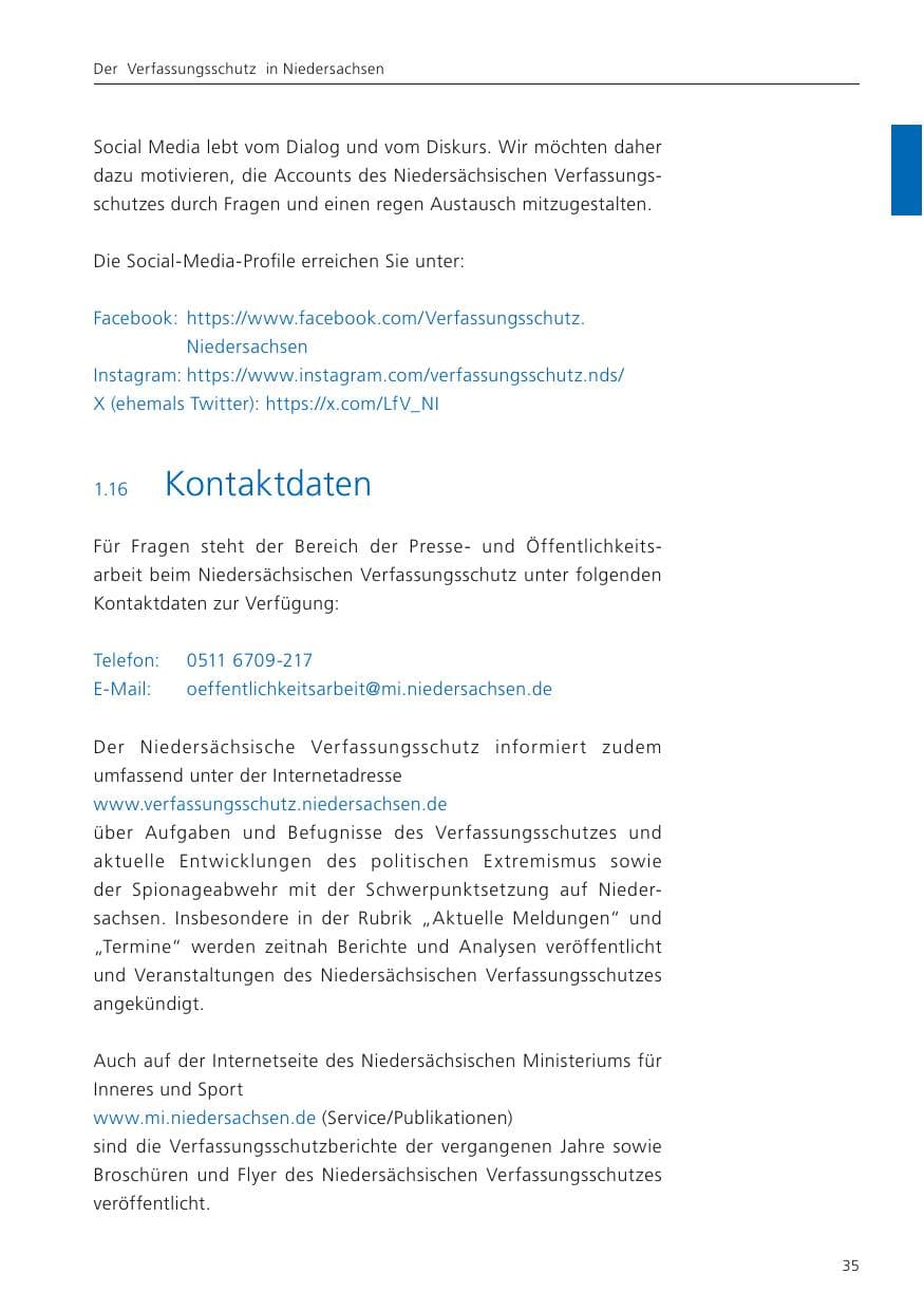 Seite 36 des Verfassungsschutzbericht 2024 Niedersachsen