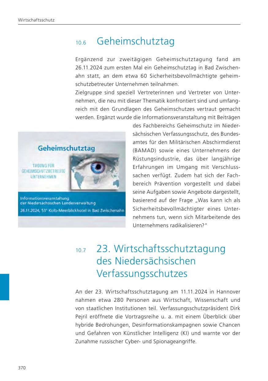 Seite 371 des Verfassungsschutzbericht 2024 Niedersachsen