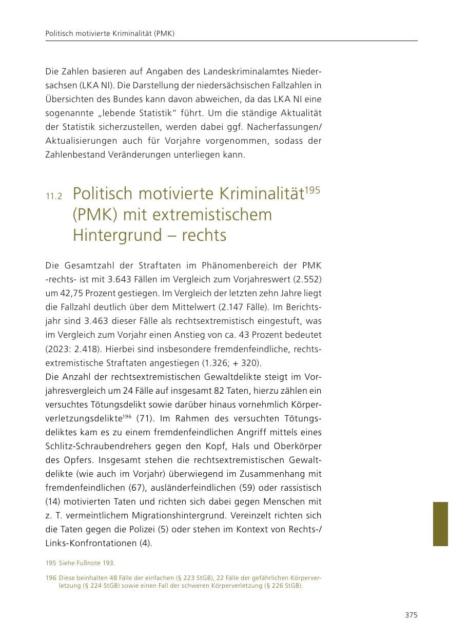 Seite 376 des Verfassungsschutzbericht 2024 Niedersachsen