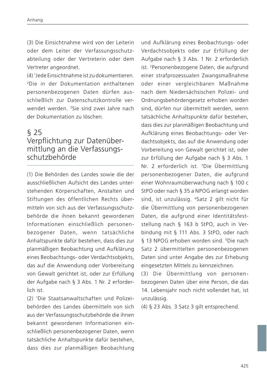Seite 426 des Verfassungsschutzbericht 2024 Niedersachsen