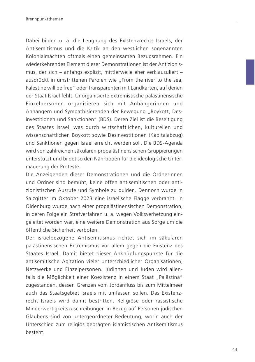 Seite 44 des Verfassungsschutzbericht 2024 Niedersachsen