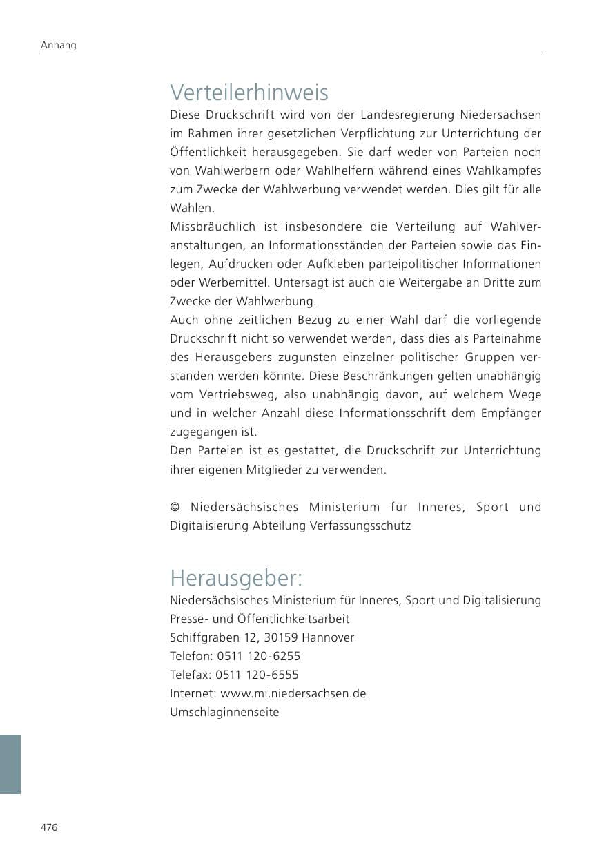 Seite 477 des Verfassungsschutzbericht 2024 Niedersachsen