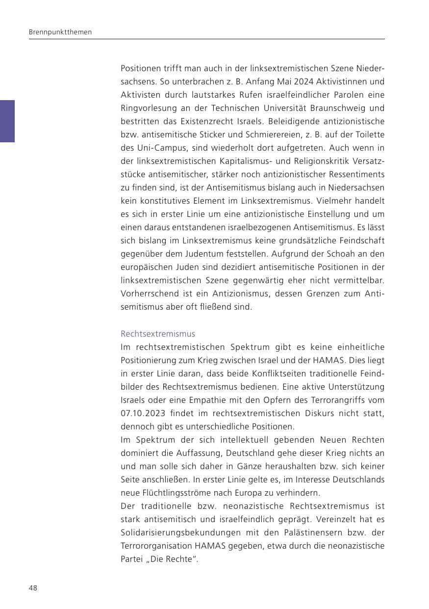 Seite 49 des Verfassungsschutzbericht 2024 Niedersachsen