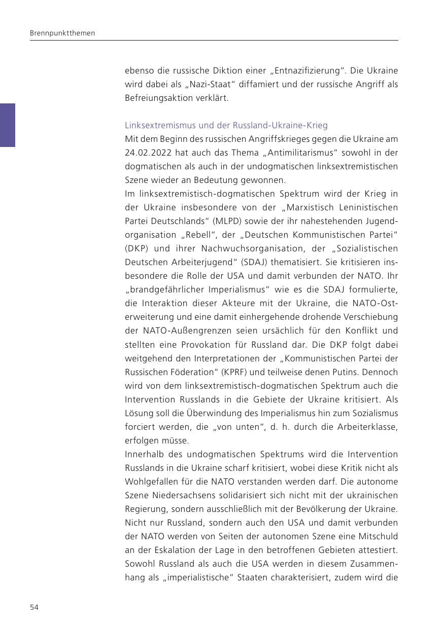 Seite 55 des Verfassungsschutzbericht 2024 Niedersachsen