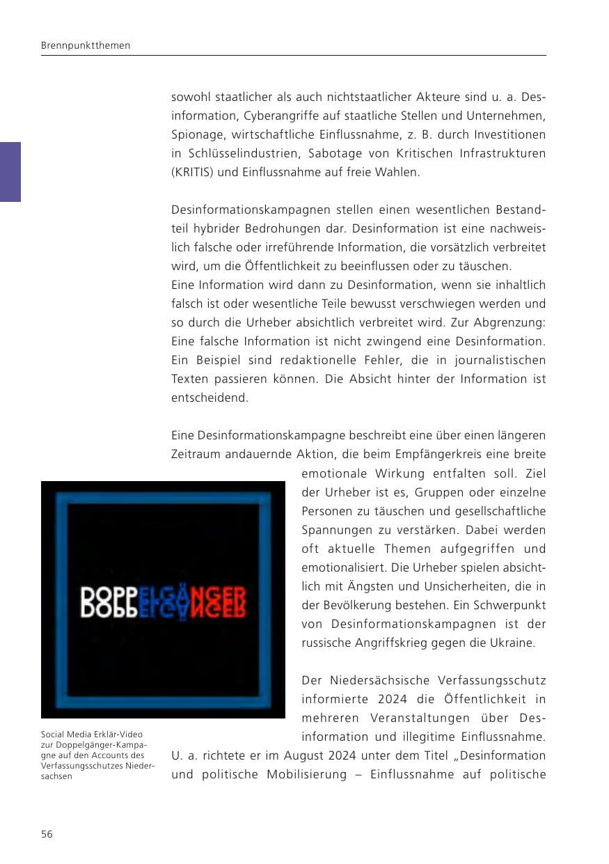 Seite 57 des Verfassungsschutzbericht 2024 Niedersachsen