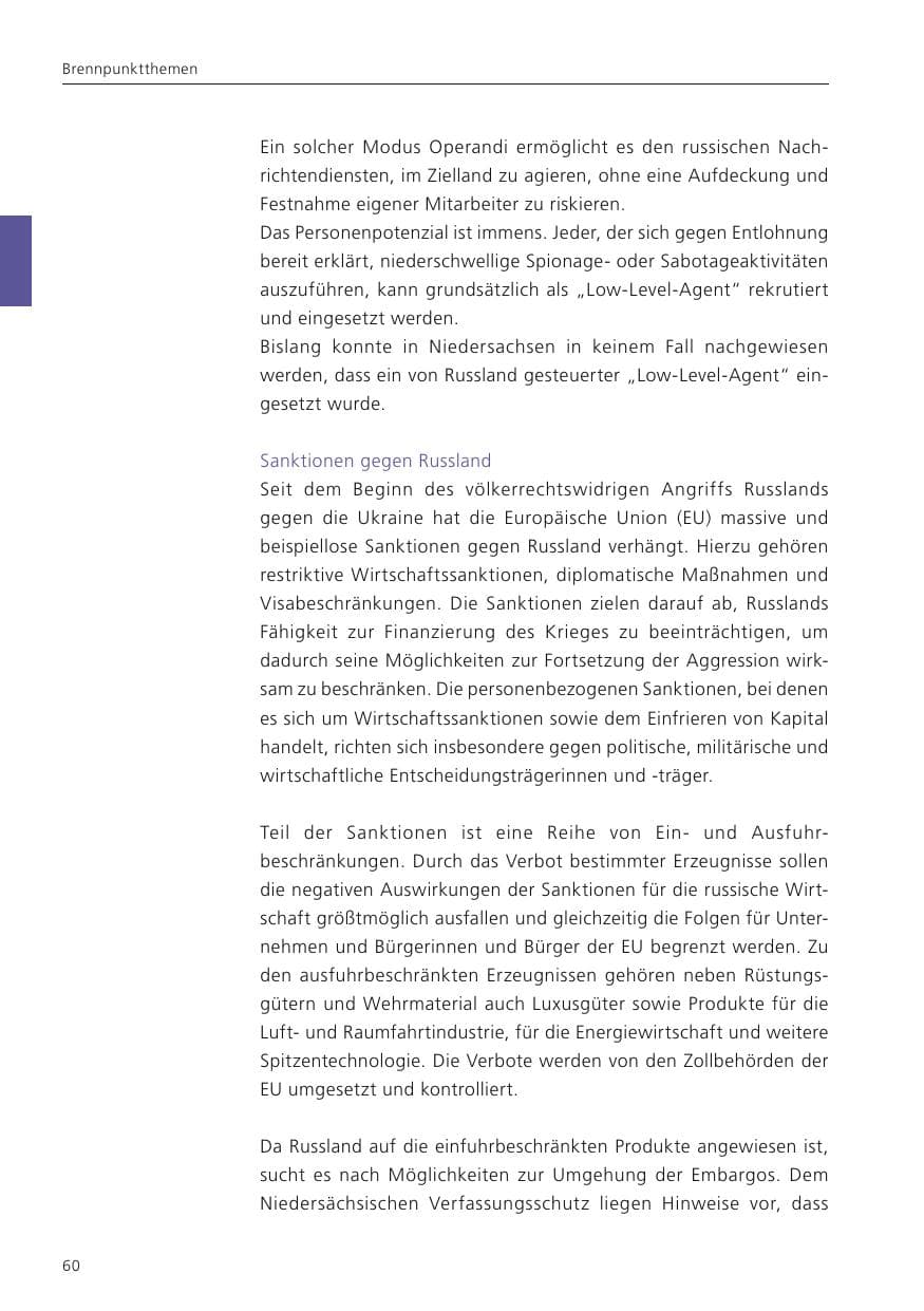 Seite 61 des Verfassungsschutzbericht 2024 Niedersachsen