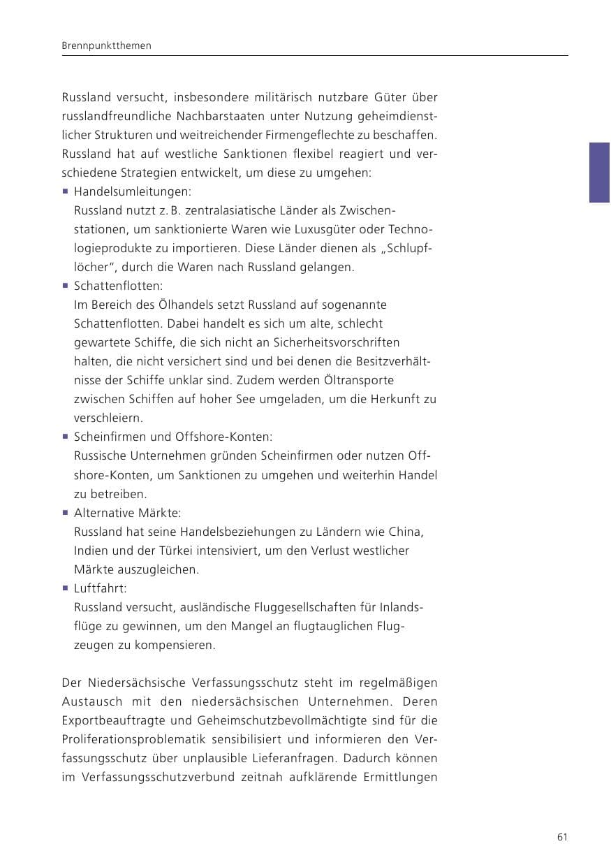 Seite 62 des Verfassungsschutzbericht 2024 Niedersachsen