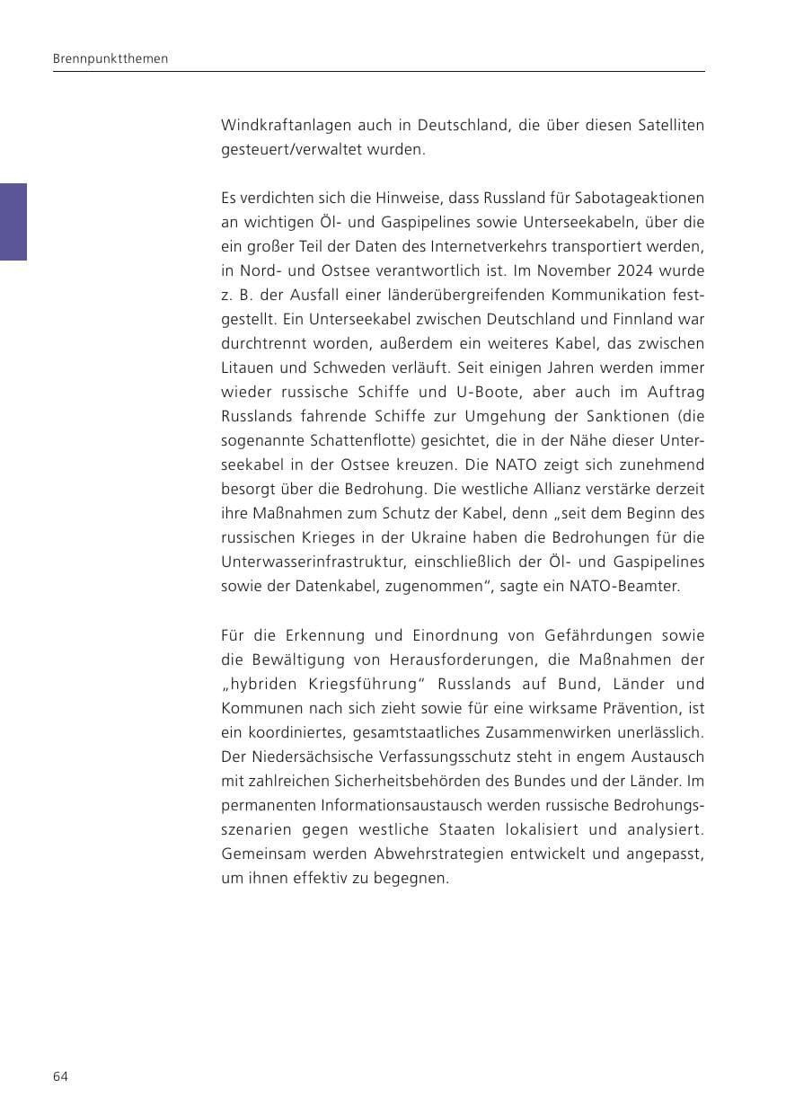 Seite 65 des Verfassungsschutzbericht 2024 Niedersachsen