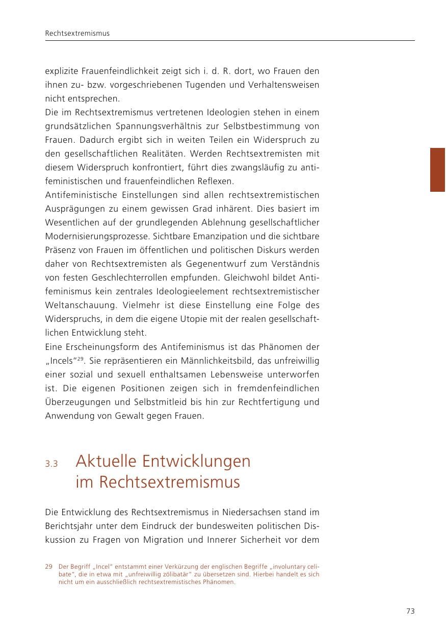 Seite 74 des Verfassungsschutzbericht 2024 Niedersachsen