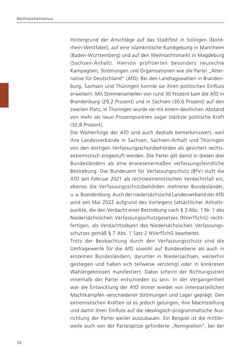 Seite 75 des Verfassungsschutzbericht 2024 Niedersachsen