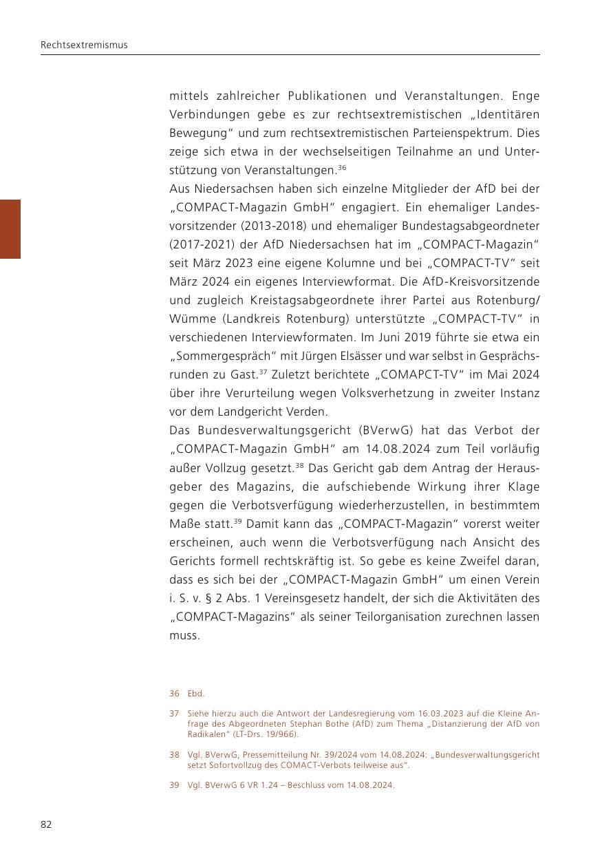 Seite 83 des Verfassungsschutzbericht 2024 Niedersachsen